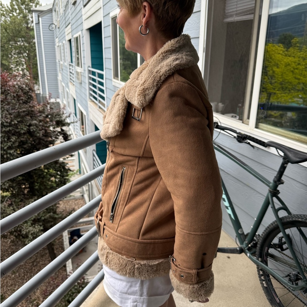 Topshop Tan Teddy Jacket Plush Warmth